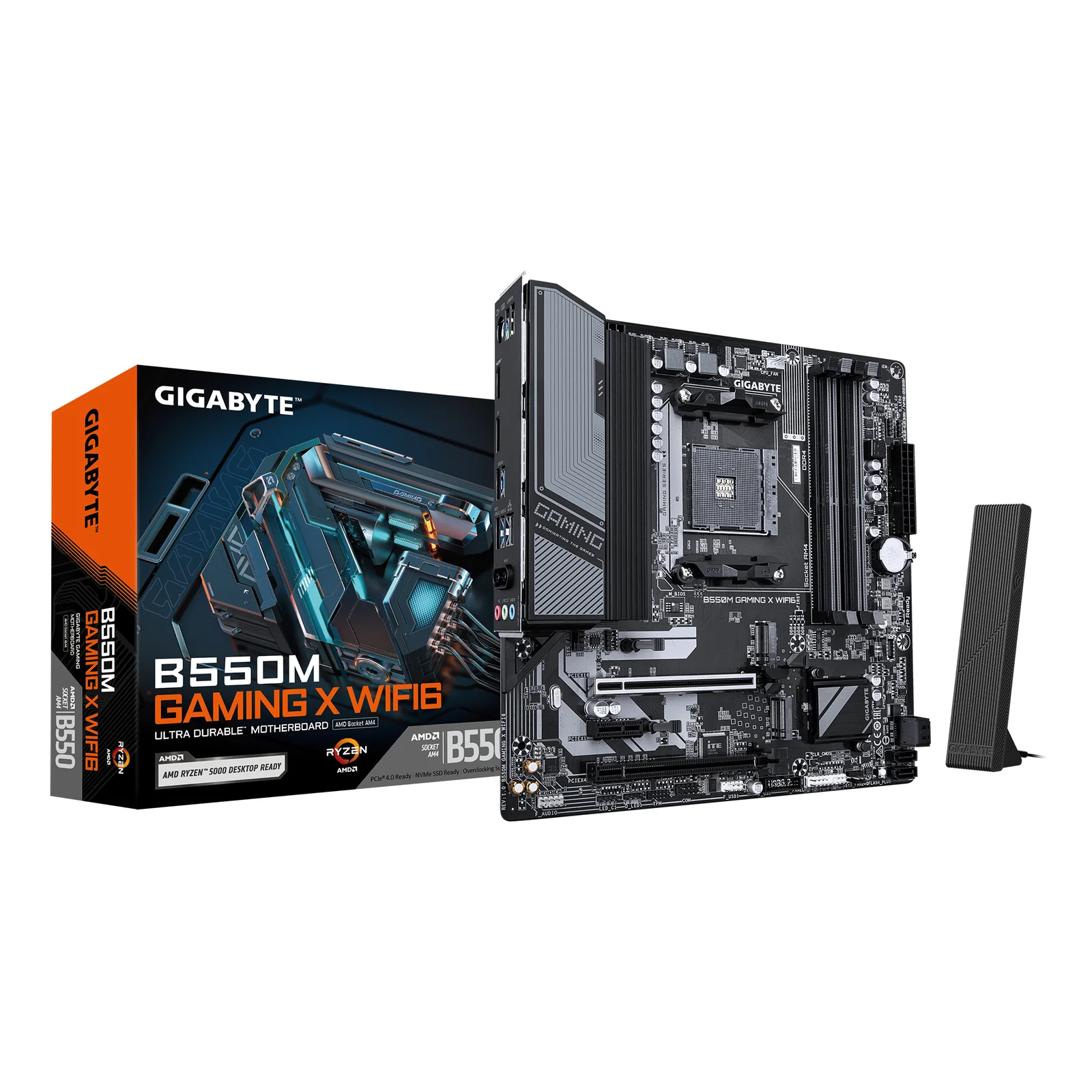 B550M GAMING X WIFI6 Carte mère - Processeurs AMD Ryzen 5000, VRM 5+3 phases, jusqu'à 3200 MHz DDR4, 1x M.2 PCIe 4.0 + 1x M.2 PCIe 3.0, Wi-Fi 6, LAN 1 GbE, USB 3.2 Gen 1