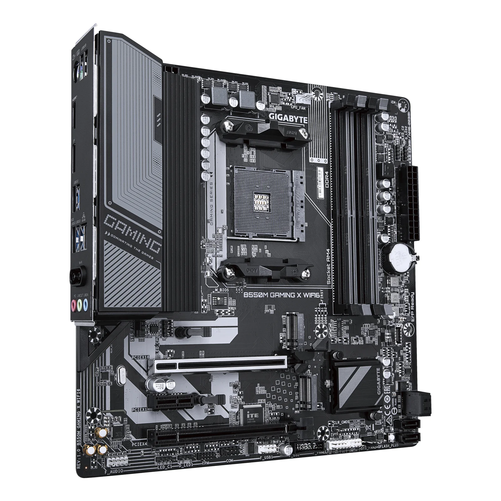 GIGABYTE B550M GAMING X WIFI6 Carte mère - Processeurs AMD Ryzen 5000, VRM 5+3 phases, jusqu'à 3200 MHz DDR4, 1x M.2 PCIe 4.0 + 1x M.2 PCIe 3.0, Wi-Fi 6, LAN 1 GbE, USB 3.2 Gen 1