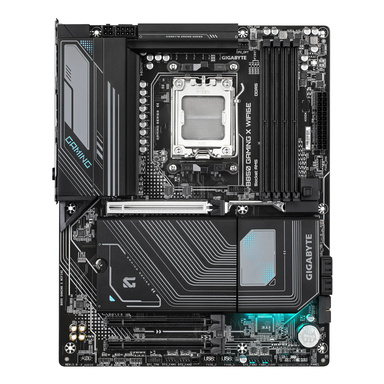 GIGABYTE B850 GAMING X WIFI6E Carte Mère - AMD Ryzen 9000 Series CPUs, VRM numérique 12+2+2 phases, jusqu'à 8200MHz DDR5 (OC), 1xPCIe 5.0 + 2xPCIe 4.0 M.2, LAN 2.5G, WIFI 6E, USB 3.2 Gen 2x2
