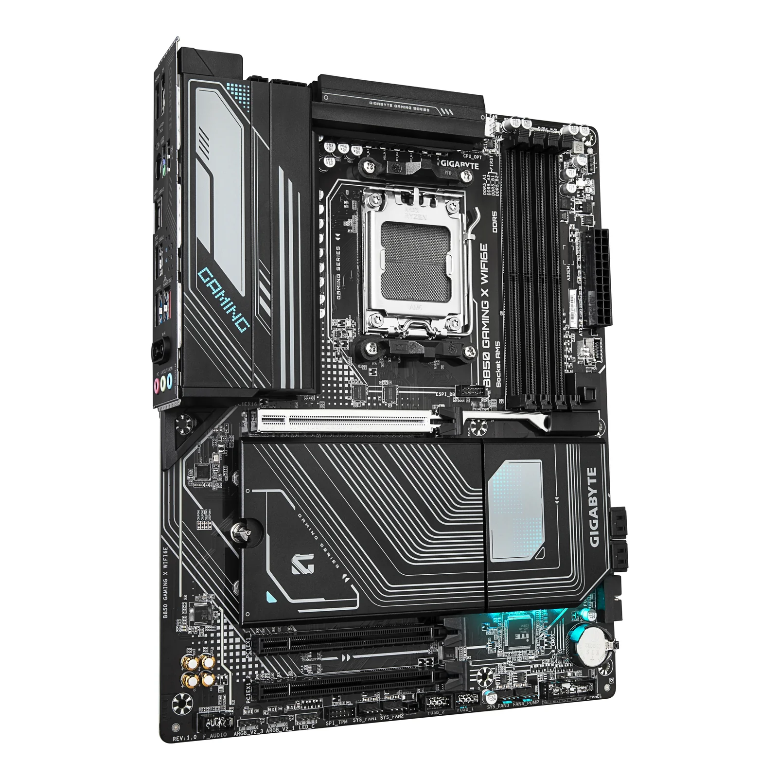 GIGABYTE B850 GAMING X WIFI6E Carte Mère - AMD Ryzen 9000 Series CPUs, VRM numérique 12+2+2 phases, jusqu'à 8200MHz DDR5 (OC), 1xPCIe 5.0 + 2xPCIe 4.0 M.2, LAN 2.5G, WIFI 6E, USB 3.2 Gen 2x2