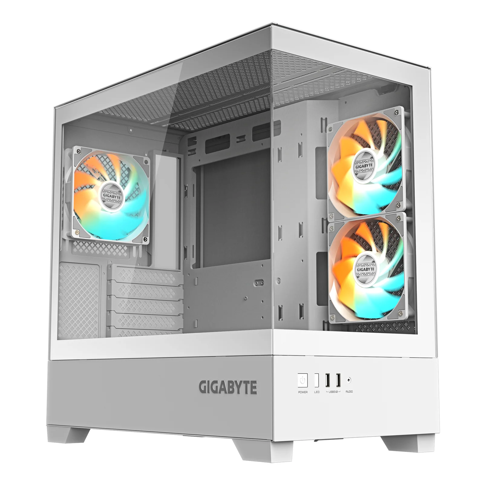 C201 PANORAMIC ICE Boîtier PC – Moyen Tour, m-ATX, compatible radiateur 360 mm, 3 ventilateurs préinstallés, USB 3.0, compatible RGB Fusion