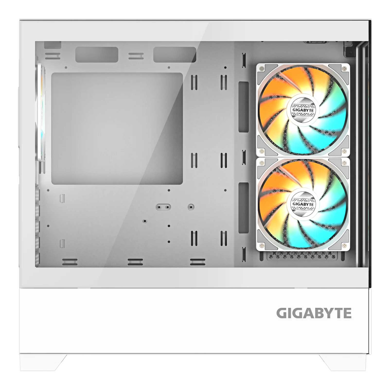 GIGABYTE C201 PANORAMIC ICE Boîtier PC – Moyen Tour, m-ATX, compatible radiateur 360 mm, 3 ventilateurs préinstallés, USB 3.0, compatible RGB Fusion