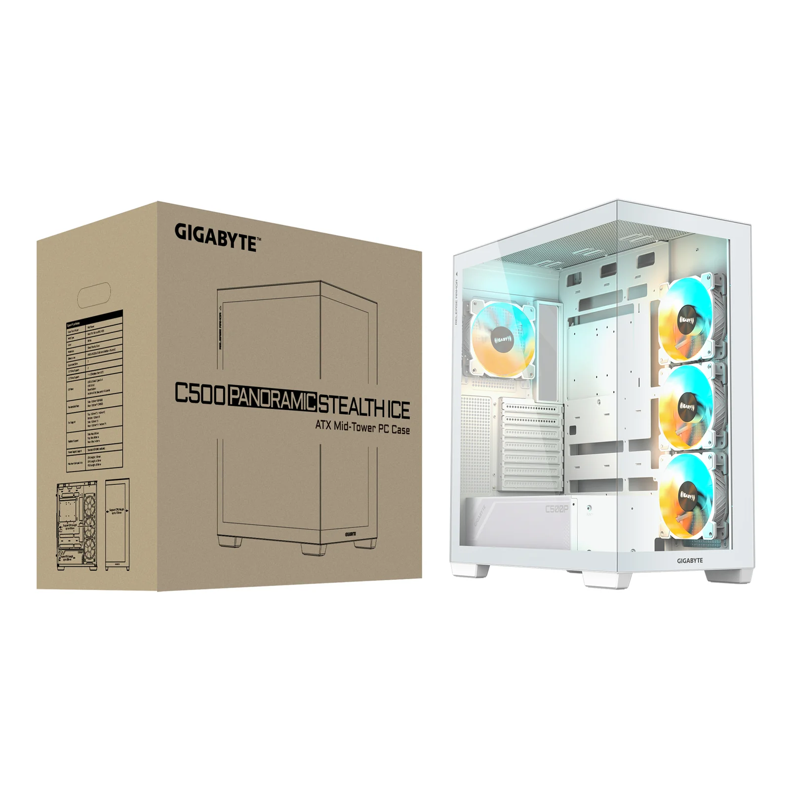 GIGABYTE C500 PANORAMIC STEALTH Midi Tower Blanc