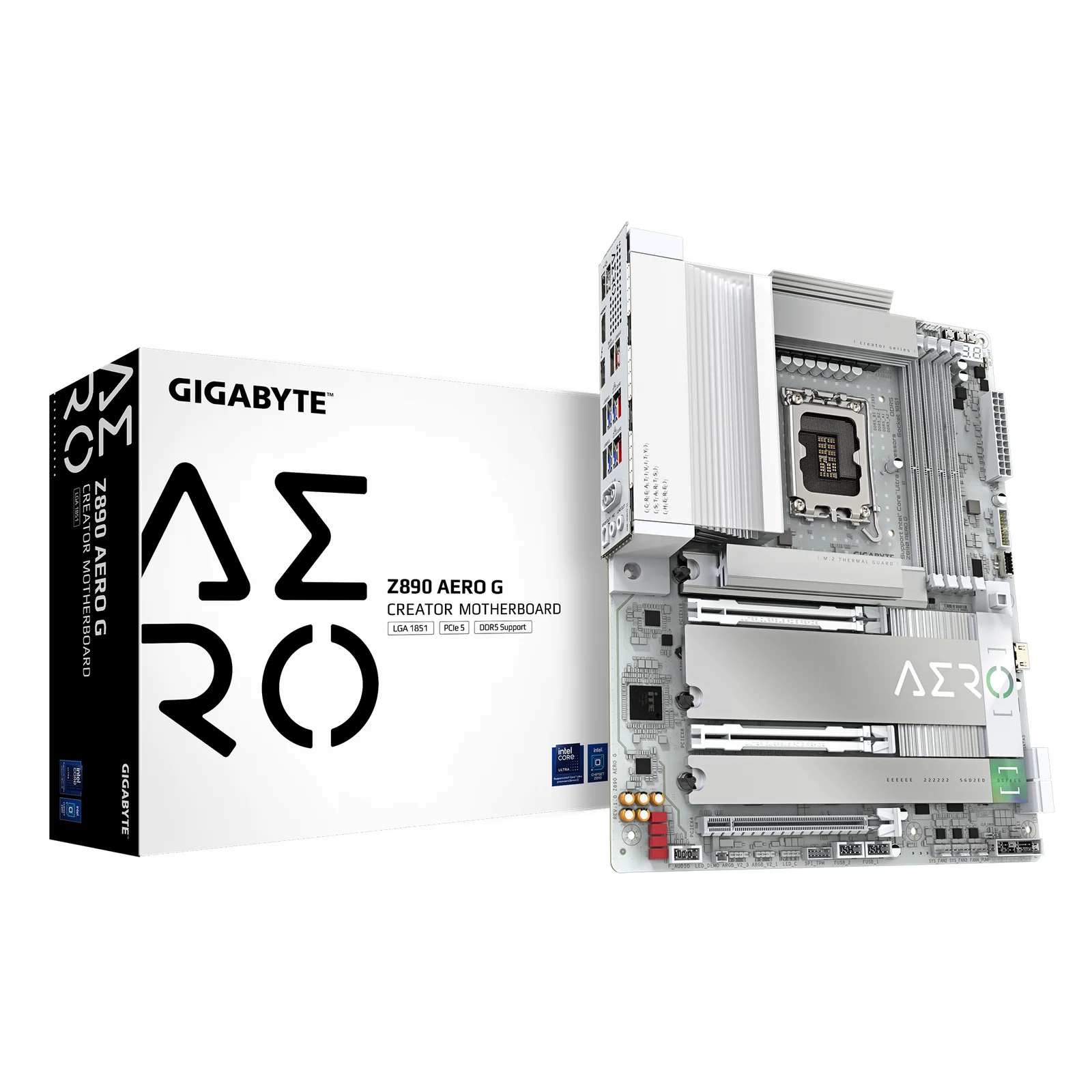 Carte mère Z890 AERO G - Prend en charge les processeurs Intel Core Ultra (Série 2), VRM à 16+1+2 phases, jusqu'à 8800MHz DDR5 (OC), 1xPCIe 5.0 + 4xPCIe 4.0, Wi-Fi 7, LAN 2.5GbE, Thunderbolt 4