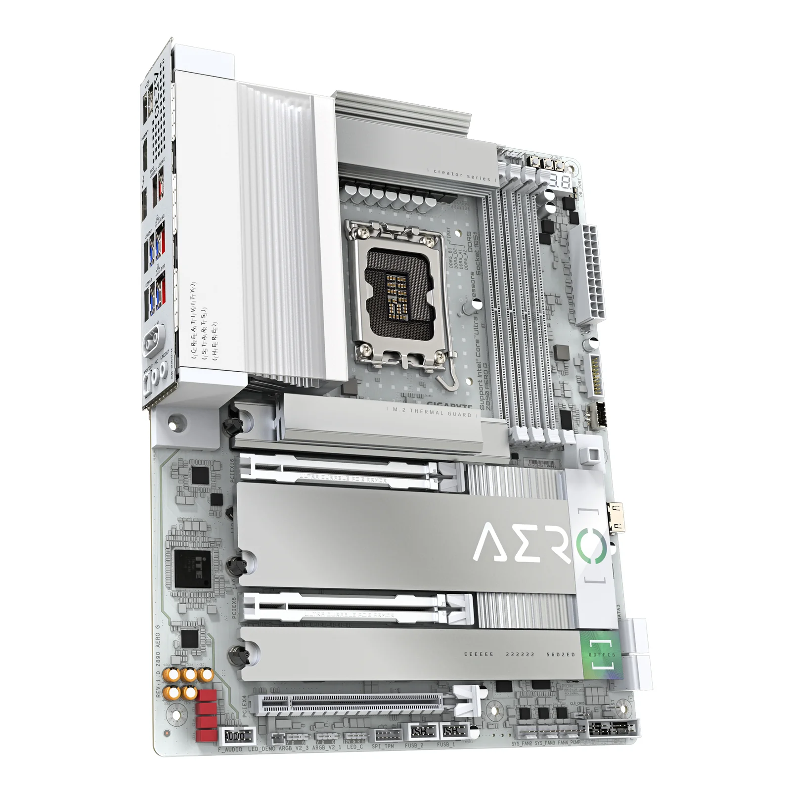 GIGABYTE Carte mère Z890 AERO G - Prend en charge les processeurs Intel Core Ultra (Série 2), VRM à 16+1+2 phases, jusqu'à 8800MHz DDR5 (OC), 1xPCIe 5.0 + 4xPCIe 4.0, Wi-Fi 7, LAN 2.5GbE, Thunderbolt 4