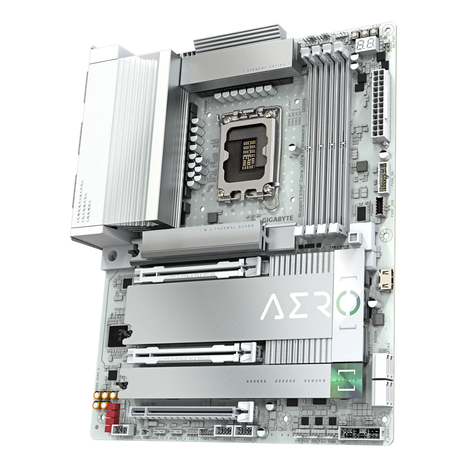 GIGABYTE Carte mère Z890 AERO G - Prend en charge les processeurs Intel Core Ultra (Série 2), VRM à 16+1+2 phases, jusqu'à 8800MHz DDR5 (OC), 1xPCIe 5.0 + 4xPCIe 4.0, Wi-Fi 7, LAN 2.5GbE, Thunderbolt 4