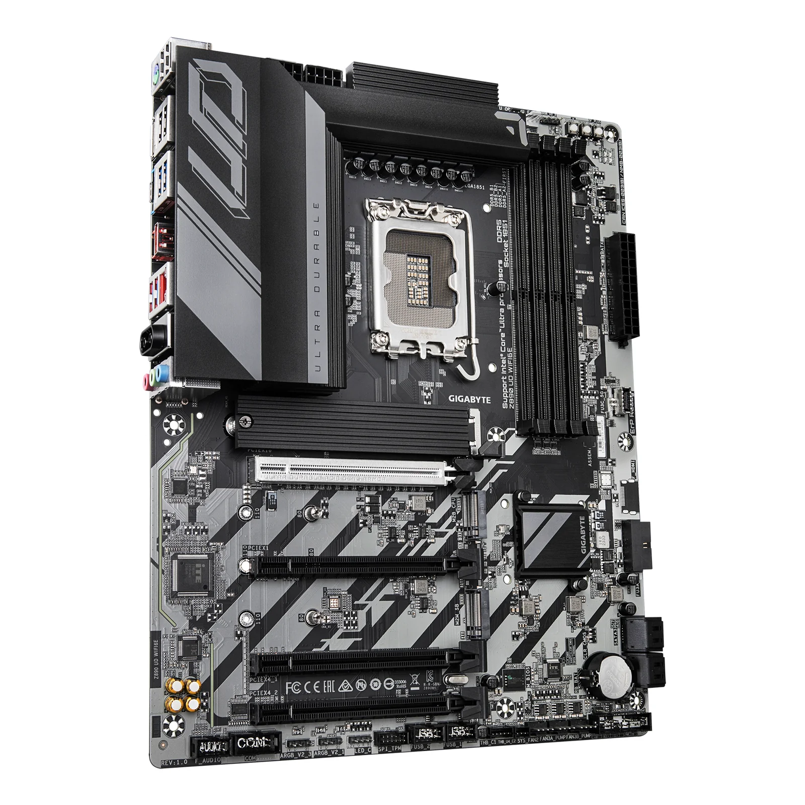 GIGABYTE Carte mère Z890 UD WIFI6E - Prend en charge les processeurs Intel Core Ultra (Série 2), VRM à 12+1+2 phases, jusqu'à 8800MHz DDR5 (OC), 1xPCIe 5.0 + 2xPCIe 4.0, Wi-Fi 6E, LAN 2.5GbE, USB 4