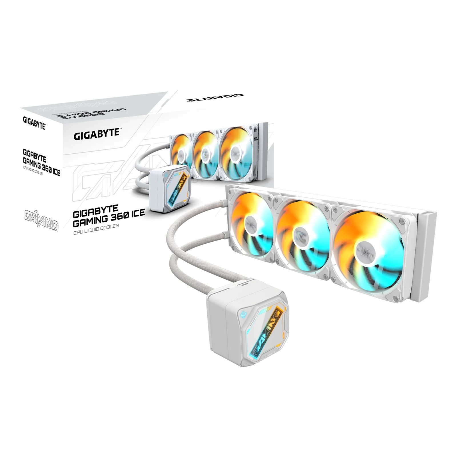 GIGABYTE GAMING 360 ICE Refroidisseur Liquide pour CPU - 3x120 mm Ventilateurs ARGB, Mécanisme d'emboîtement coulissant, DAISY-CHAIN, Compatible Intel LGA 1851 et AMD AM5