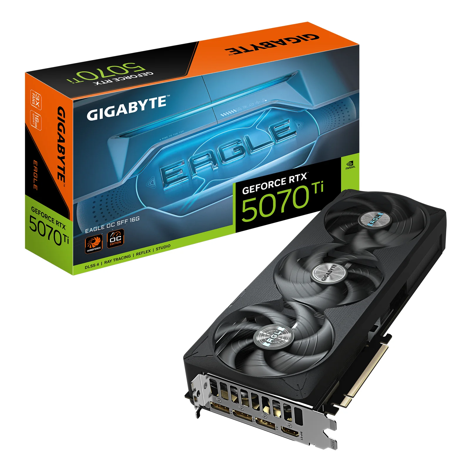 GeForce RTX 5070 Ti EAGLE OC SFF 16G Carte Graphique - 16 Go GDDR7, 256 bits, PCI-E 5.0, 2542 MHz Core Clock, 3 x DP 2.1a, 1 x HDMI 2.1b, NVIDIA DLSS 4, GV-N507TEAGLE OC-16GD