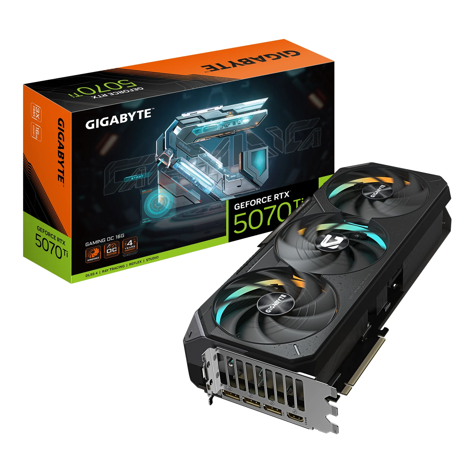 GeForce RTX 5070 Ti GAMING OC 16G Carte Graphique - 16 Go GDDR7, 256 bits, PCI-E 5.0, 2588 MHz Core Clock, 3 x DP 2.1a, 1 x HDMI 2.1b, NVIDIA DLSS 4, GV-N507TGAMING OC-16GD