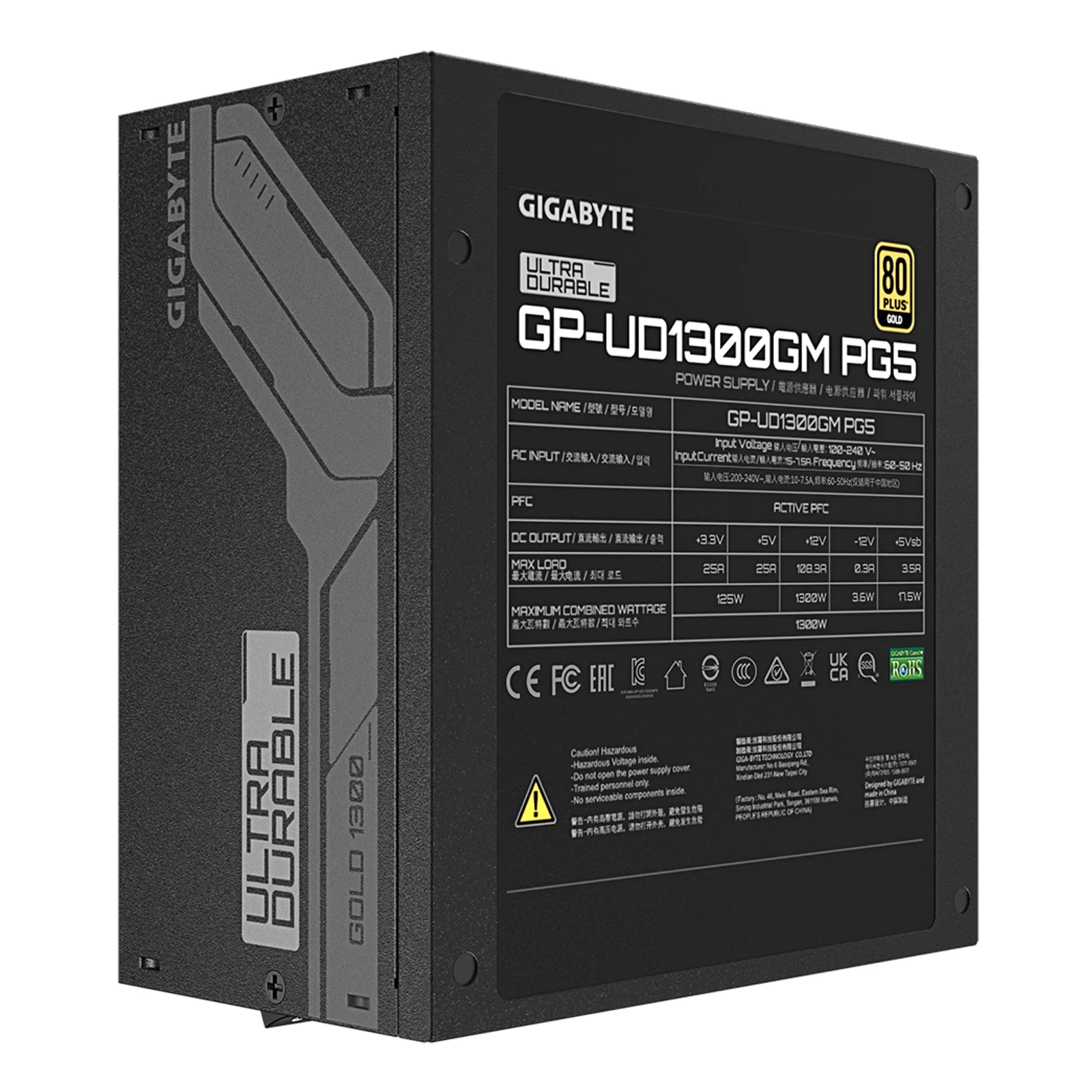 GIGABYTE UD1300GM PG5 unité d'alimentation d'énergie 1300 W 20+4 pin ATX ATX Noir