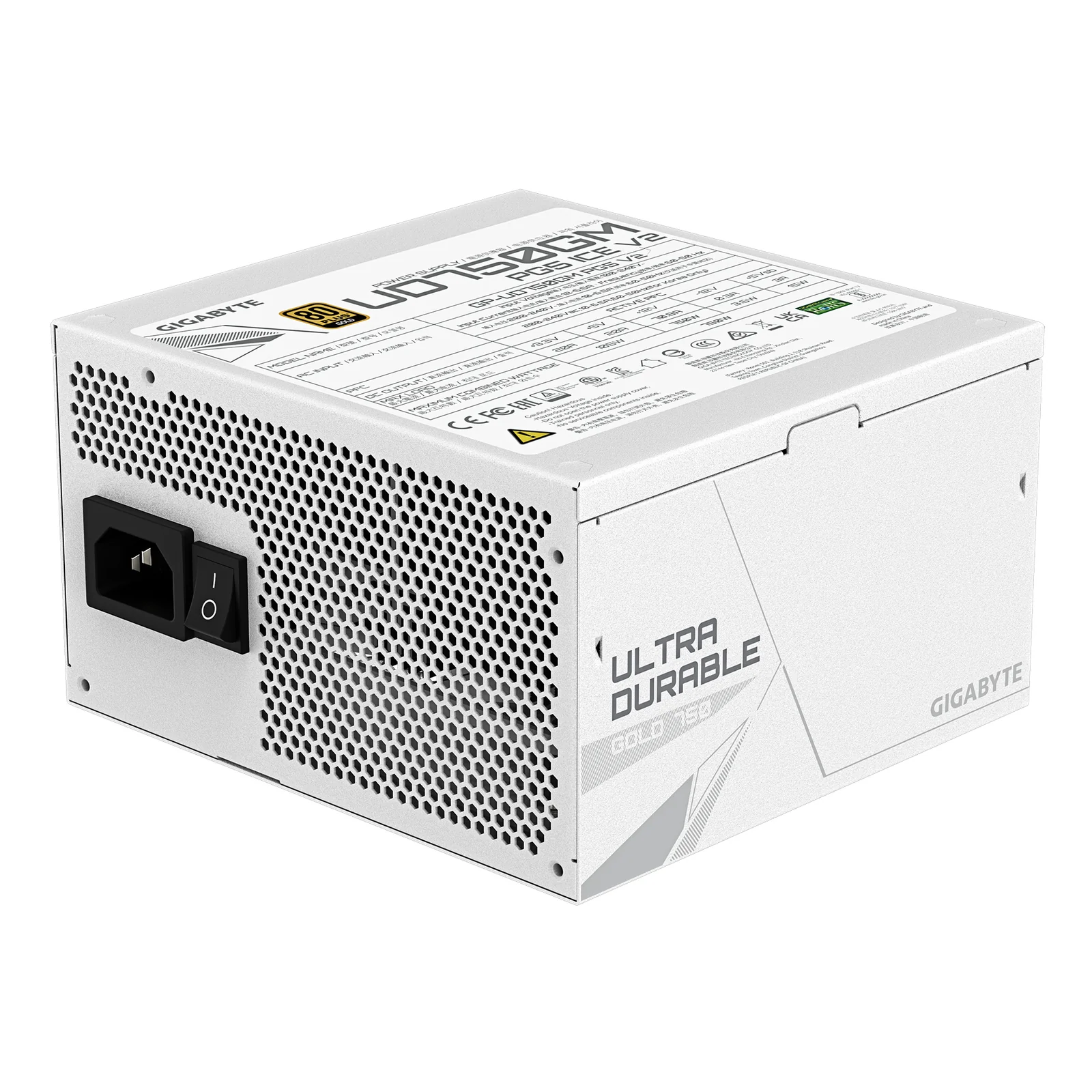 GIGABYTE UD750GM PG5 V2 ICE Bloc d’Alimentation – PCIe Gen 5.1, 80 PLUS Gold, Conception entièrement modulaire, Ventilateur 120 mm, Compatible ATX 3.1, Prise EU