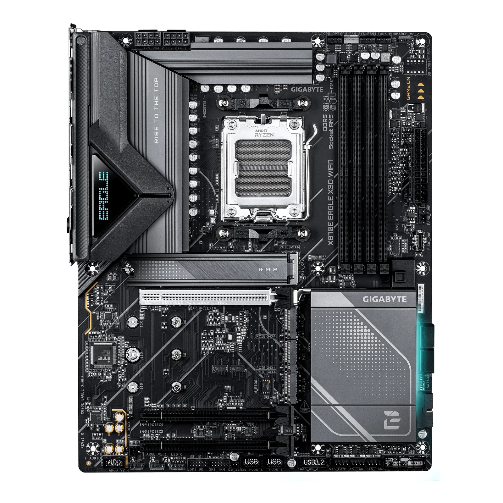 GIGABYTE X870E EAGLE X3D WIFI7 Carte Mère – Compatible avec processeurs AMD Ryzen 9000, VRM numérique 14+2+2 phases, jusqu’à 9000 Hz DDR5 (OC), 1× PCIe 5.0 + 3× PCIe 4.0, Wi-Fi 7, LAN 5 GbE, USB 4