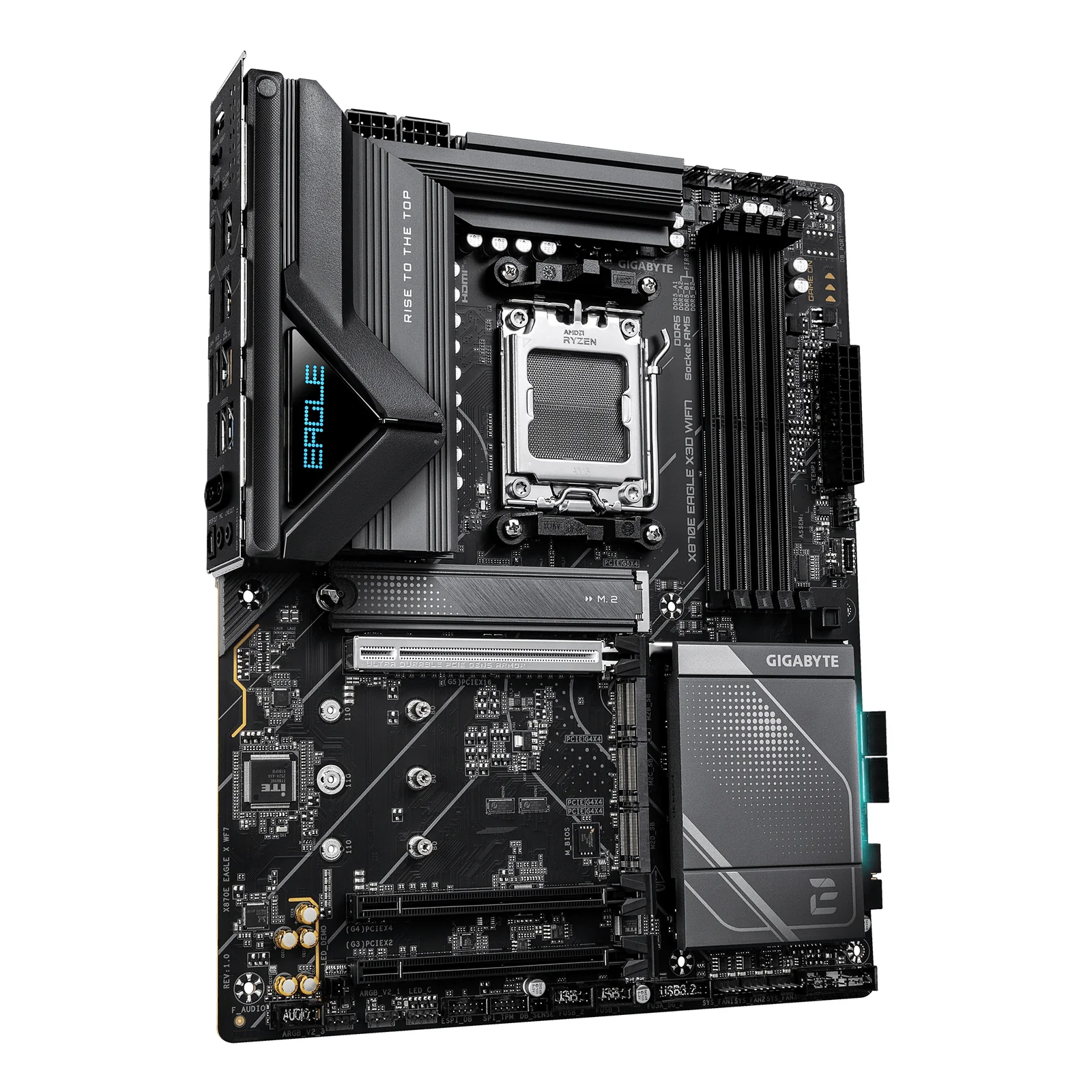 GIGABYTE X870E EAGLE X3D WIFI7 Carte Mère – Compatible avec processeurs AMD Ryzen 9000, VRM numérique 14+2+2 phases, jusqu’à 9000 Hz DDR5 (OC), 1× PCIe 5.0 + 3× PCIe 4.0, Wi-Fi 7, LAN 5 GbE, USB 4