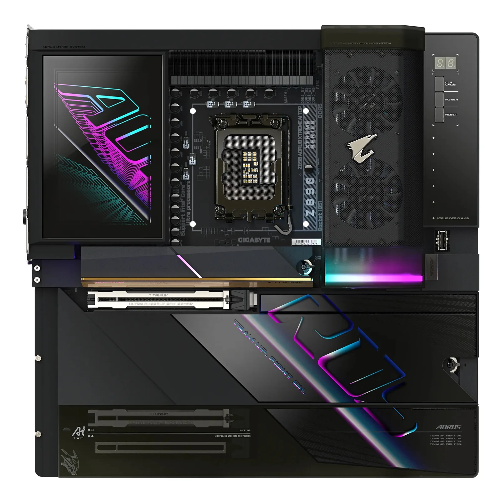 GIGABYTE Z890 AORUS XTREME AI TOP Carte Mère - Prend en charge les processeurs Intel Core Ultra (Série 2), VRM 22+1+2 phases, jusqu'à 9500MHz DDR5 (OC), PCIe 5.0 M.2, Wi-Fi 7, Thunderbolt 5