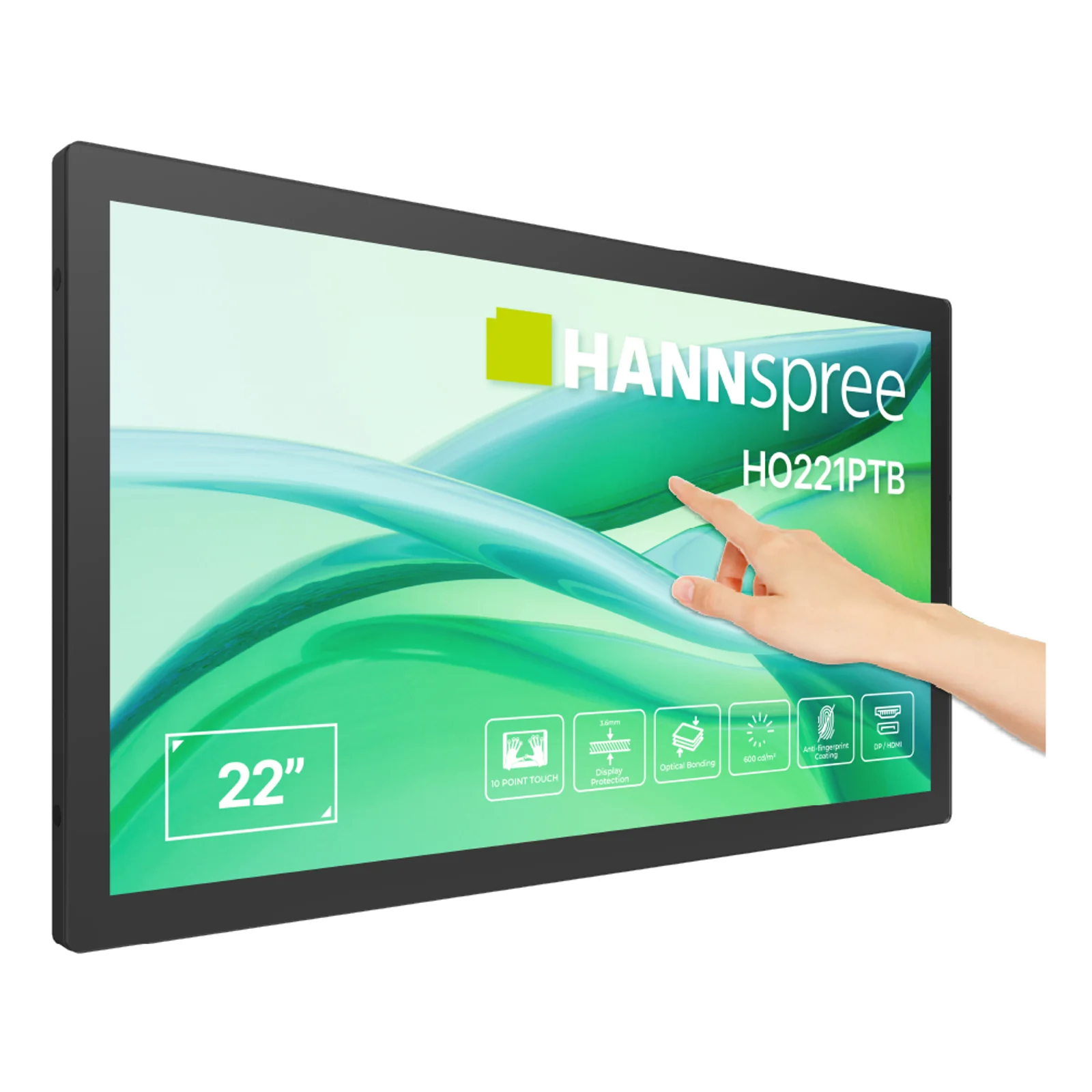 Hannspree HO221PTB Écran d'affichage dynamique Écran plat de signalisation numérique 54,5 cm (21.4") LCD 600 cd/m² Full HD Noir Écran tactile