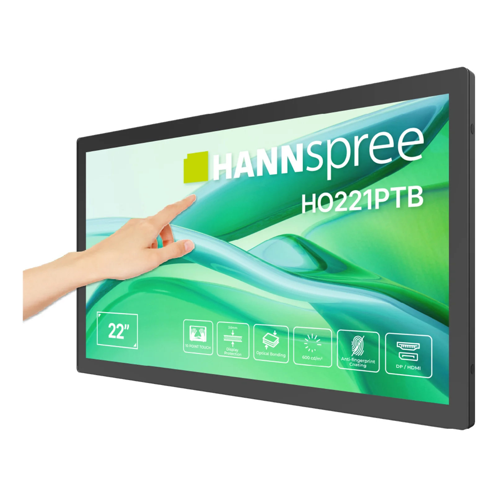 Hannspree HO221PTB Écran d'affichage dynamique Écran plat de signalisation numérique 54,5 cm (21.4") LCD 600 cd/m² Full HD Noir Écran tactile