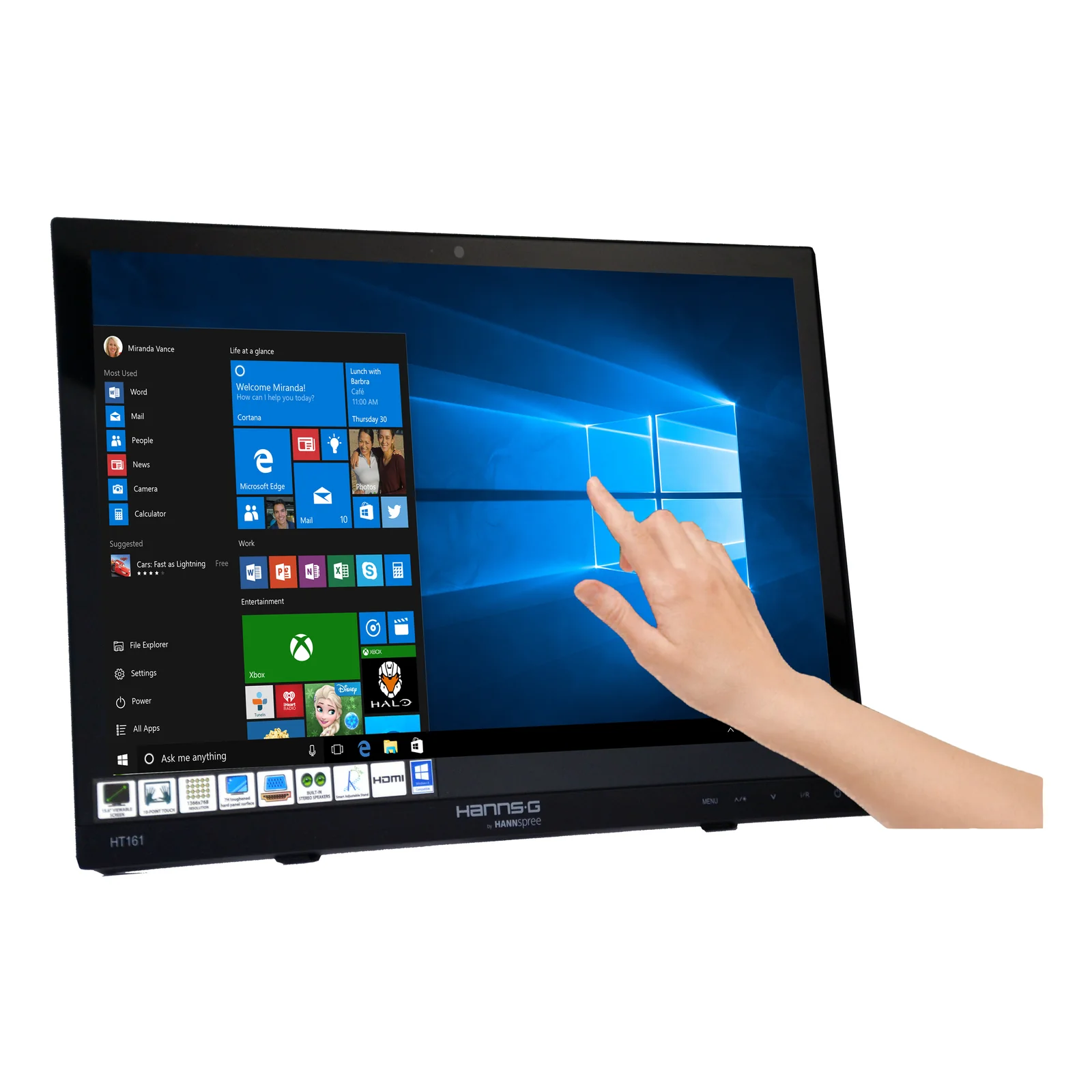 Hannspree HT161HNB écran plat de PC 39,6 cm (15.6") 1366 x 768 pixels HD LED Écran tactile Dessus de table Noir