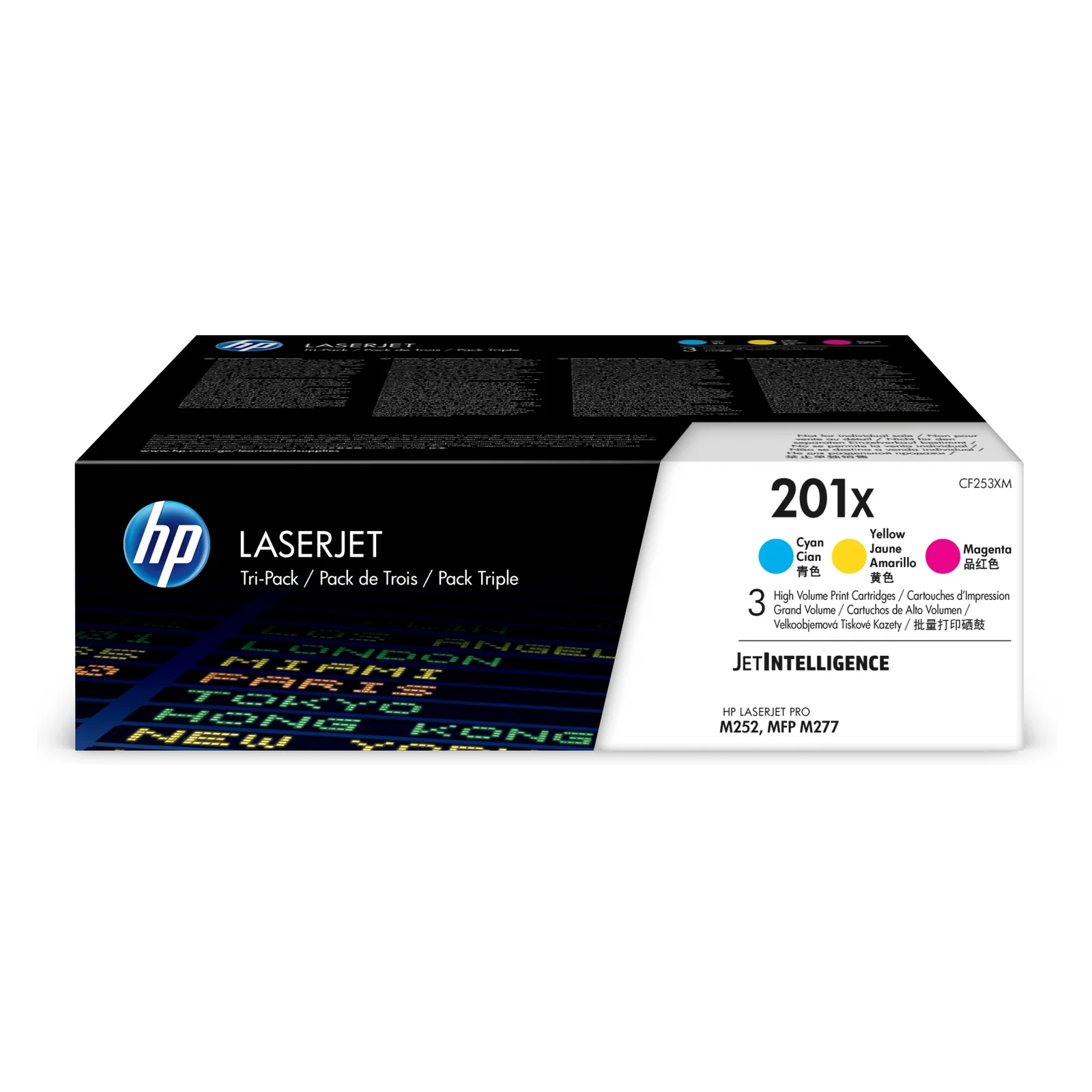 201X LaserJet, lot de 3 cartouches de toner grande capacité authentiques, cyan/magenta/jaune