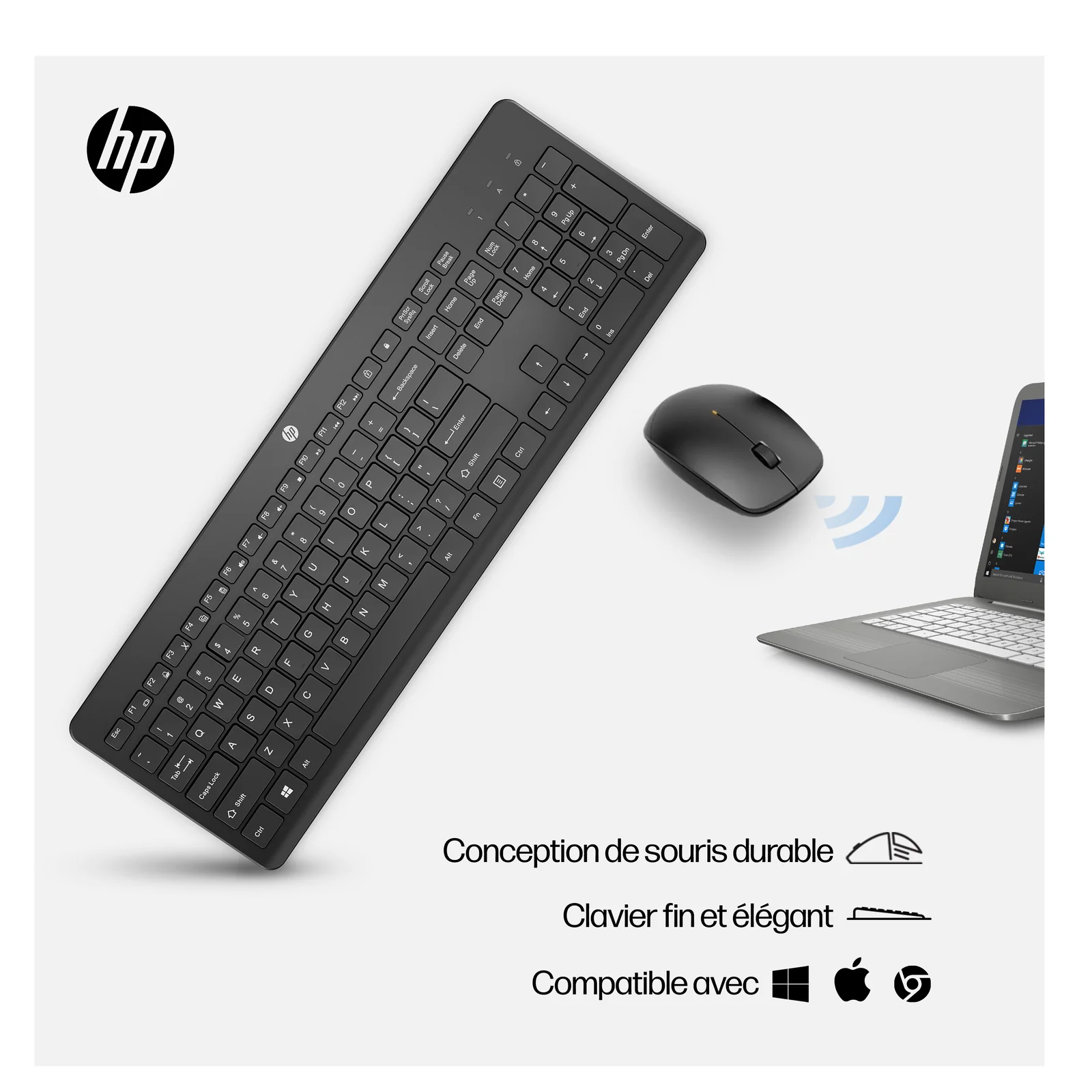 HP 230 WL MOUSE+KB COMBO FR clavier Souris incluse Bureau RF sans fil Noir