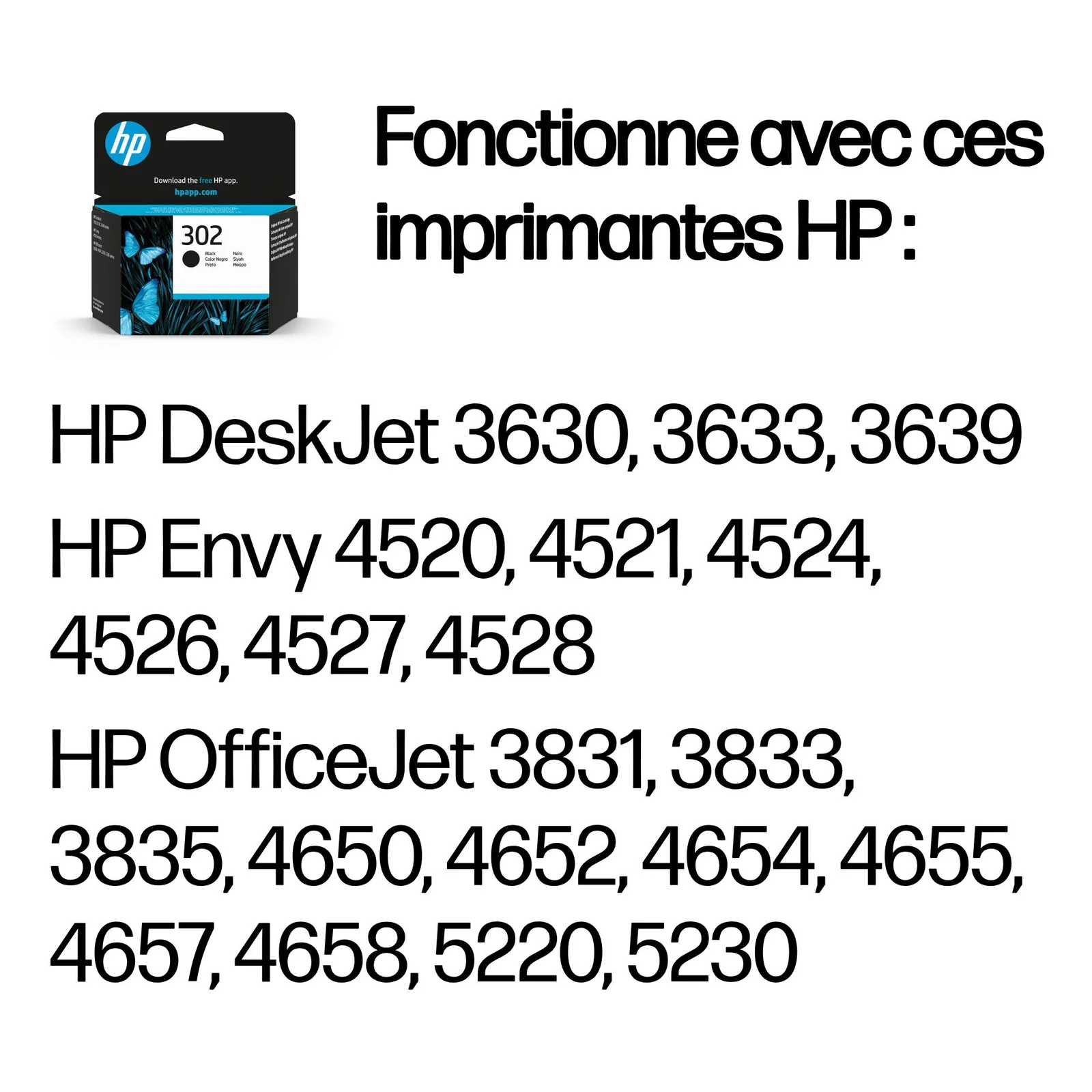 HP 302 Cartouche d’encre noire authentique