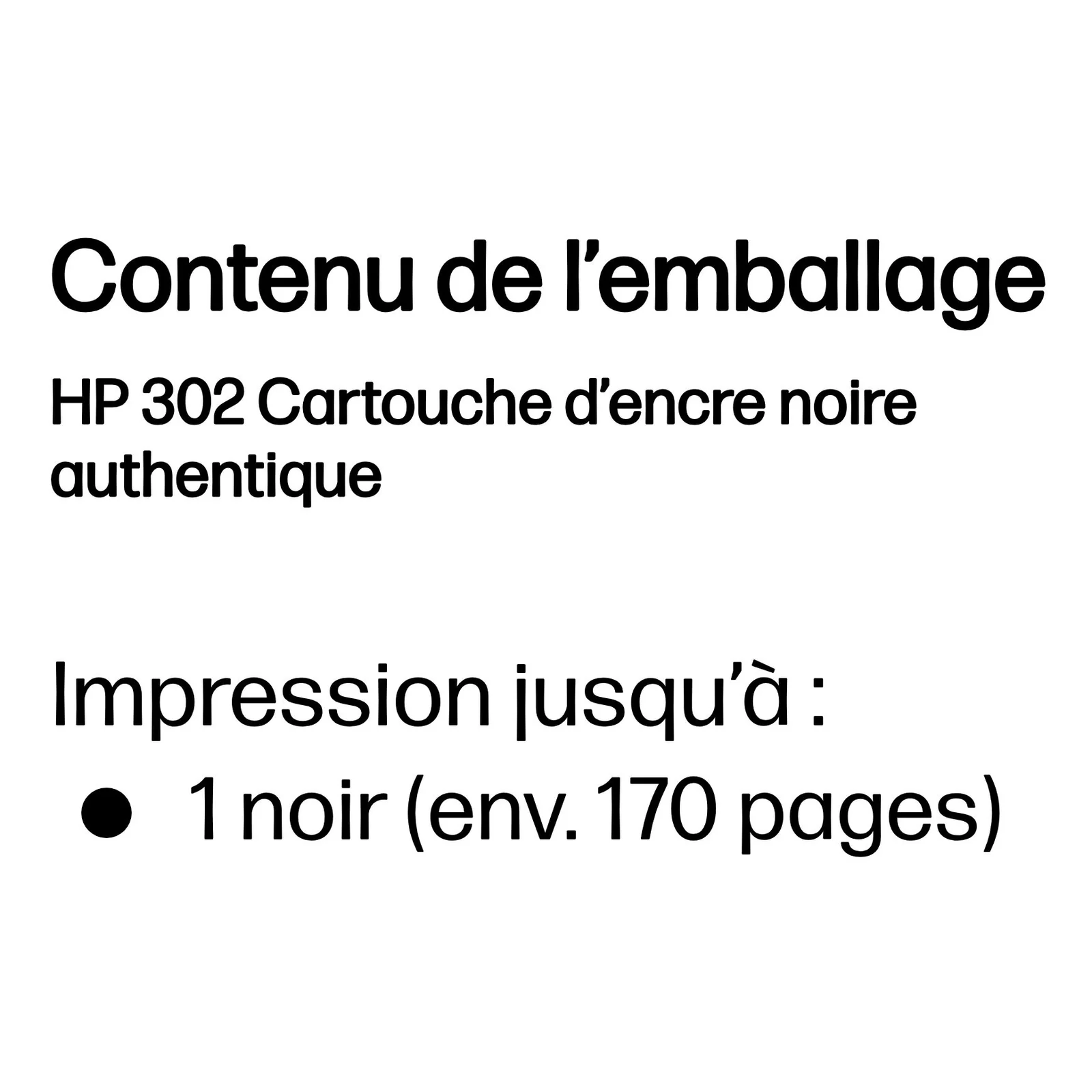 HP 302 Cartouche d’encre noire authentique