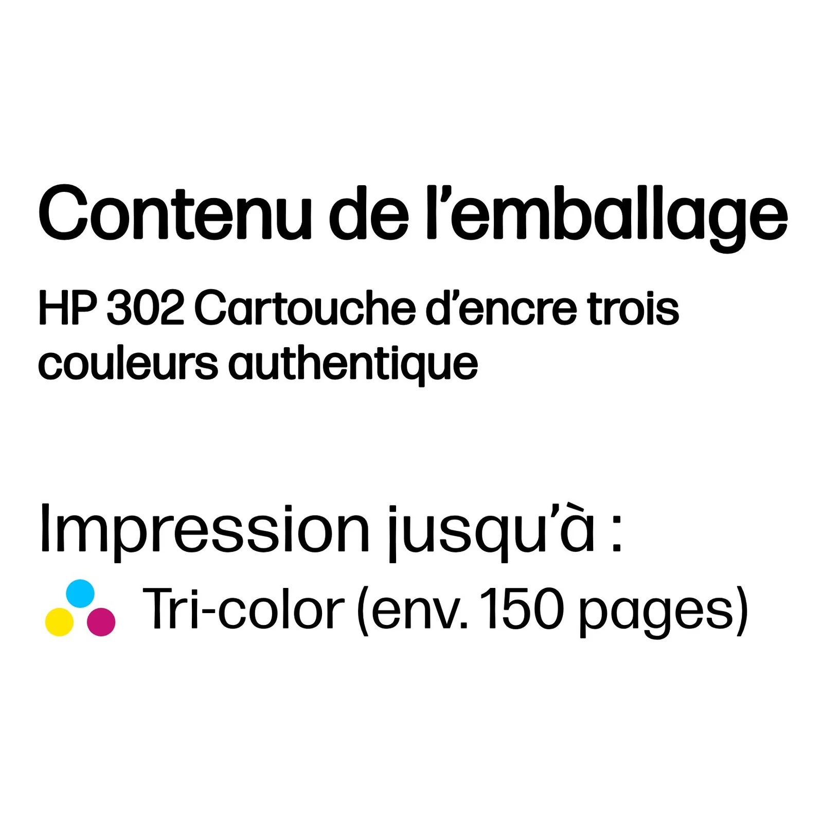 HP 302 Cartouche d’encre trois couleurs authentique