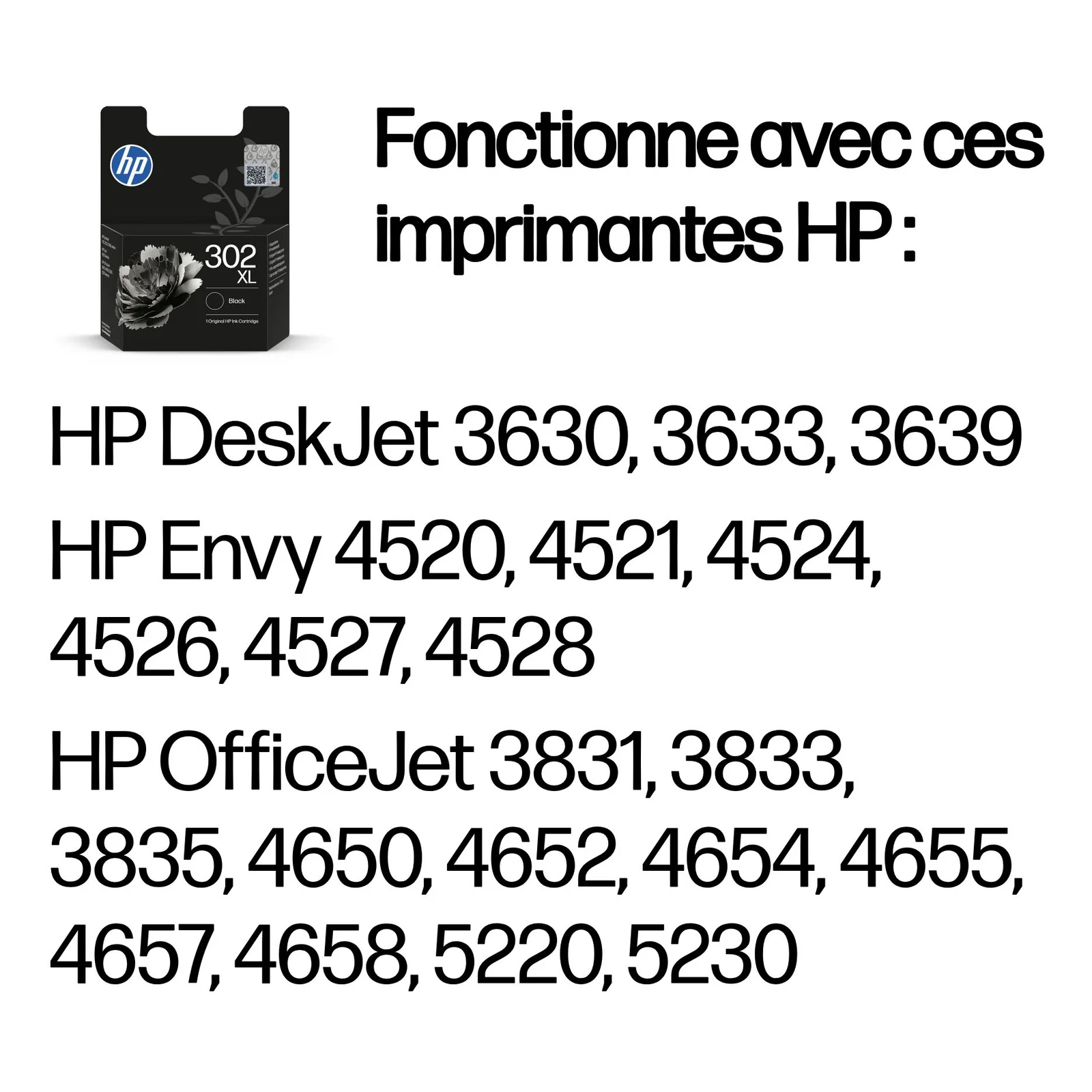 HP 302XL Cartouche d’encre noire grande capacité authentique