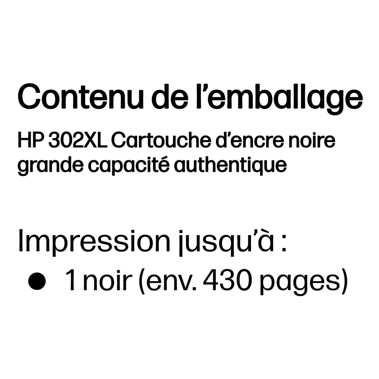 HP 302XL Cartouche d’encre noire grande capacité authentique