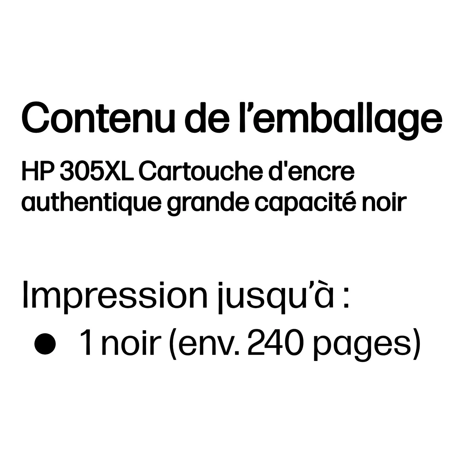 HP 305XL Cartouche d'encre authentique grande capacité noir