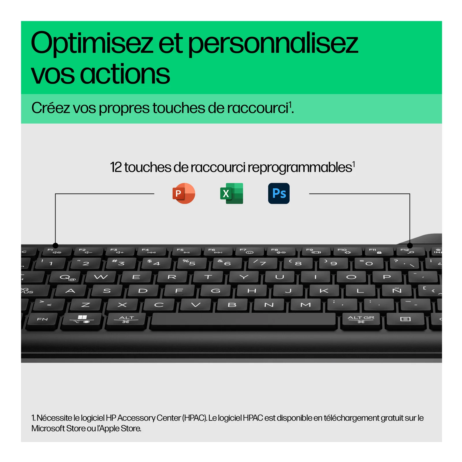 HP 460 Multi-Device Keyboard-F - Tastatur - Bluetooth 5 clavier Maison Noir