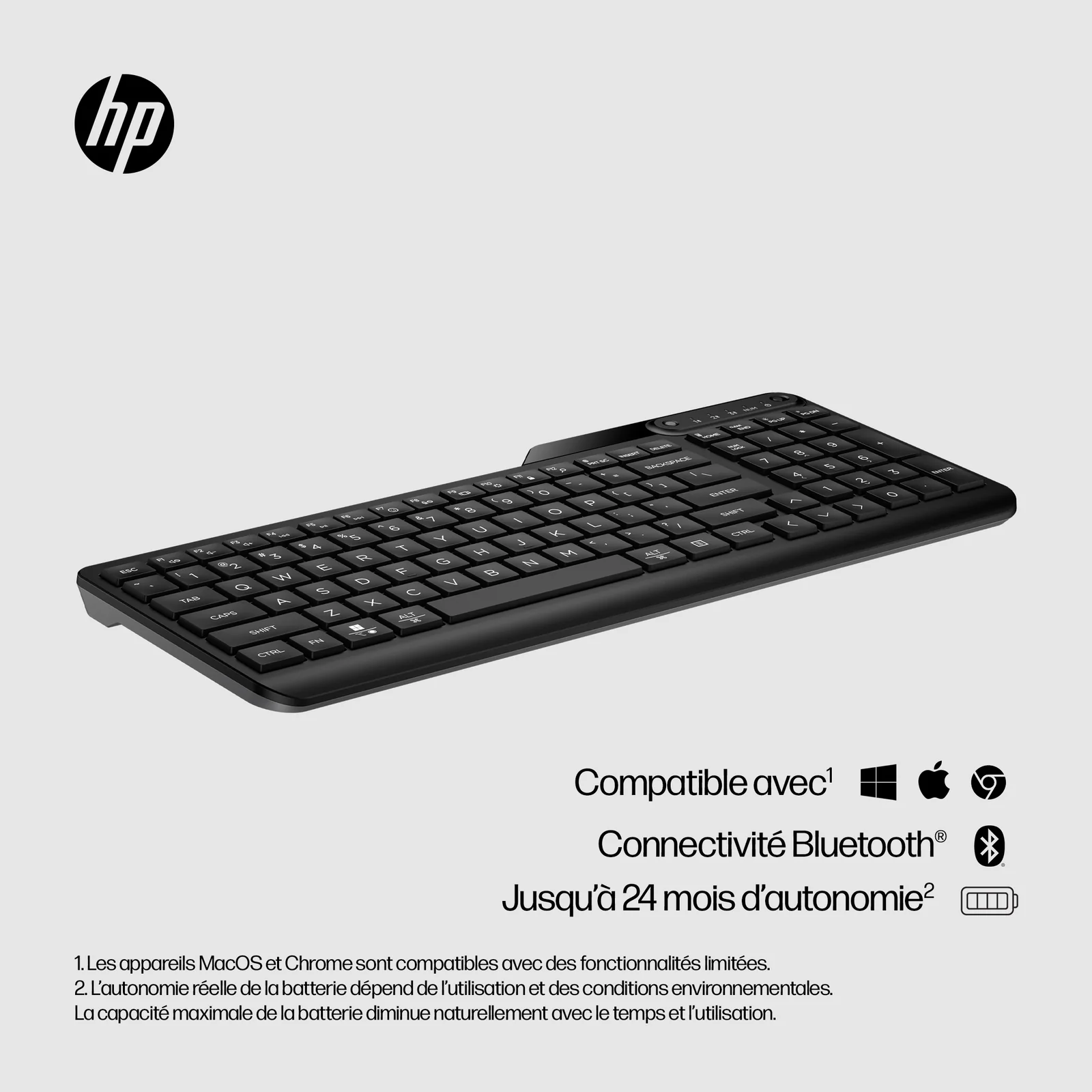 HP 460 Multi-Device Keyboard-F - Tastatur - Bluetooth 5 clavier Maison Noir