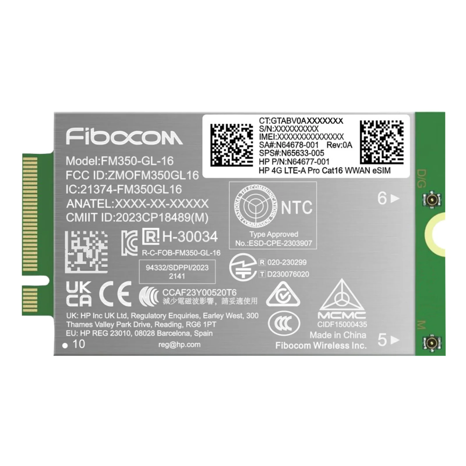 4G LTE-A Pro Cat16 WWAN carte et adaptateur d'interfaces