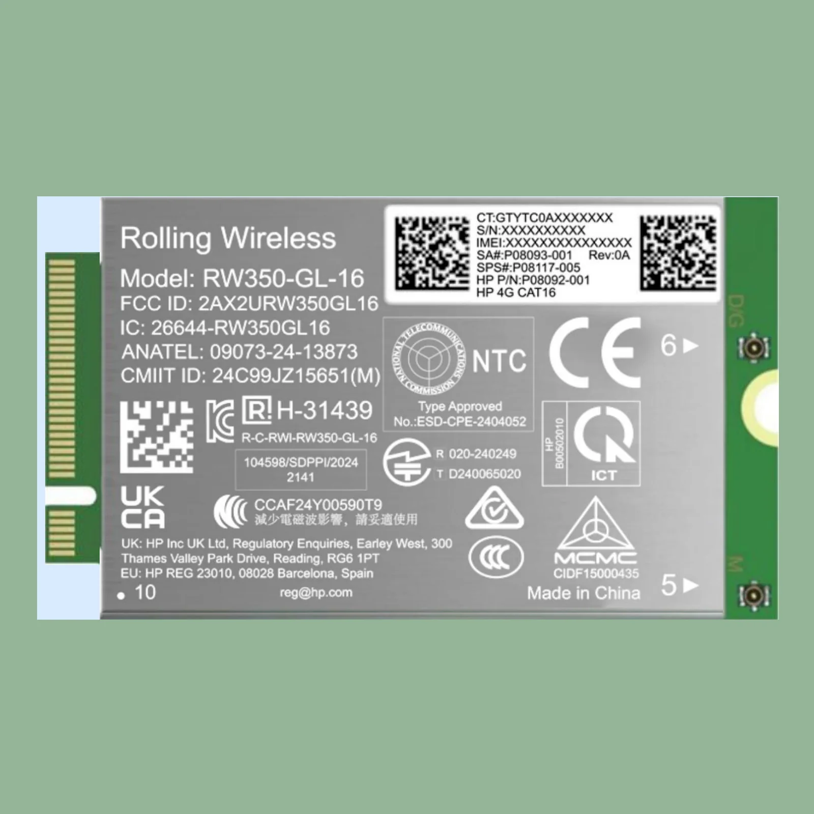 4G LTE-Advanced Pro Cat16 WWAN carte et adaptateur d'interfaces