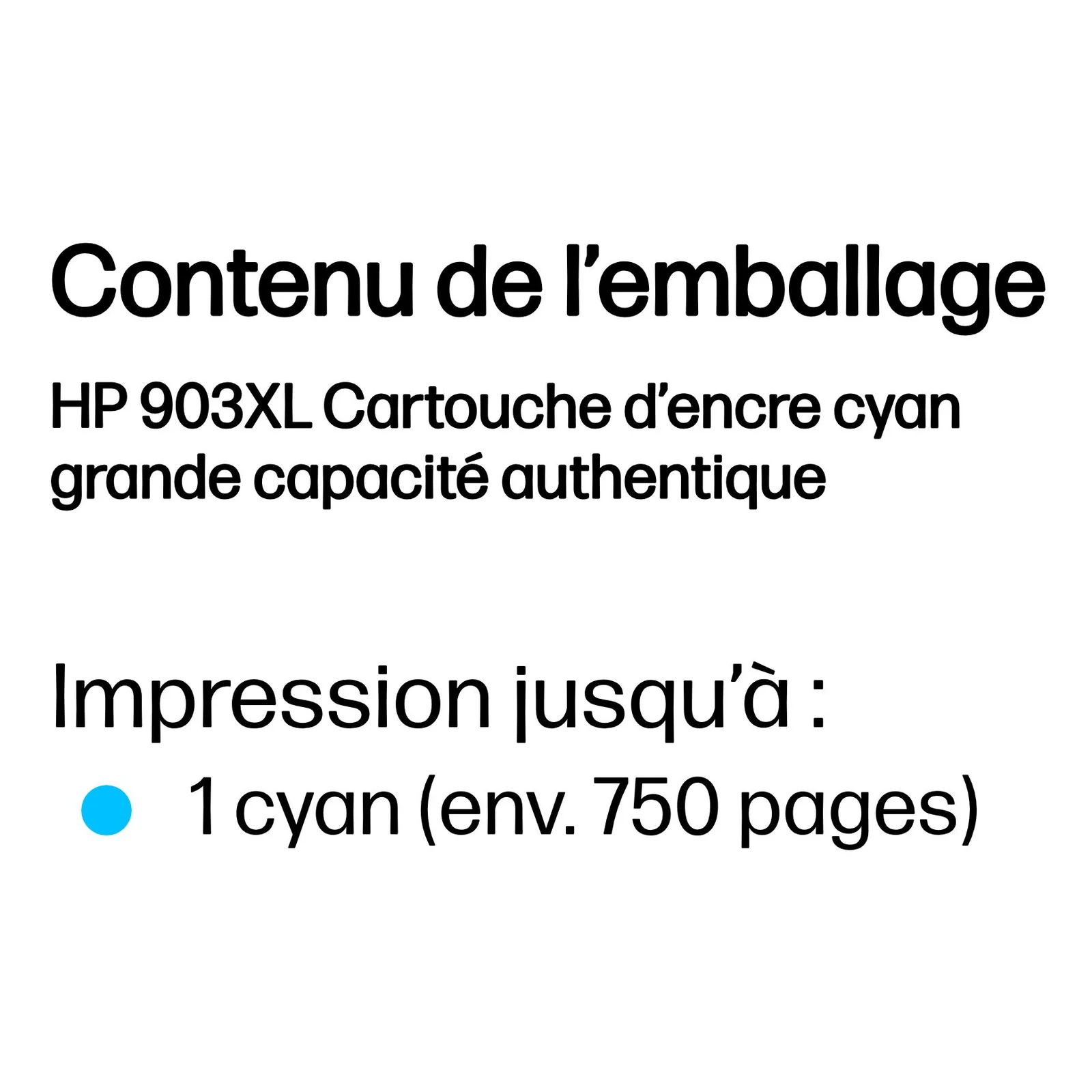 HP 903XL Cartouche d’encre cyan grande capacité authentique