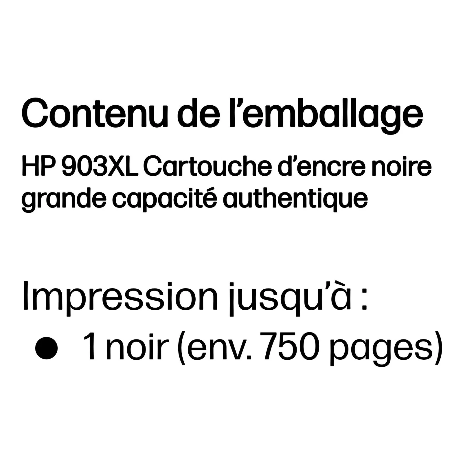 HP 903XL Cartouche d’encre noire grande capacité authentique
