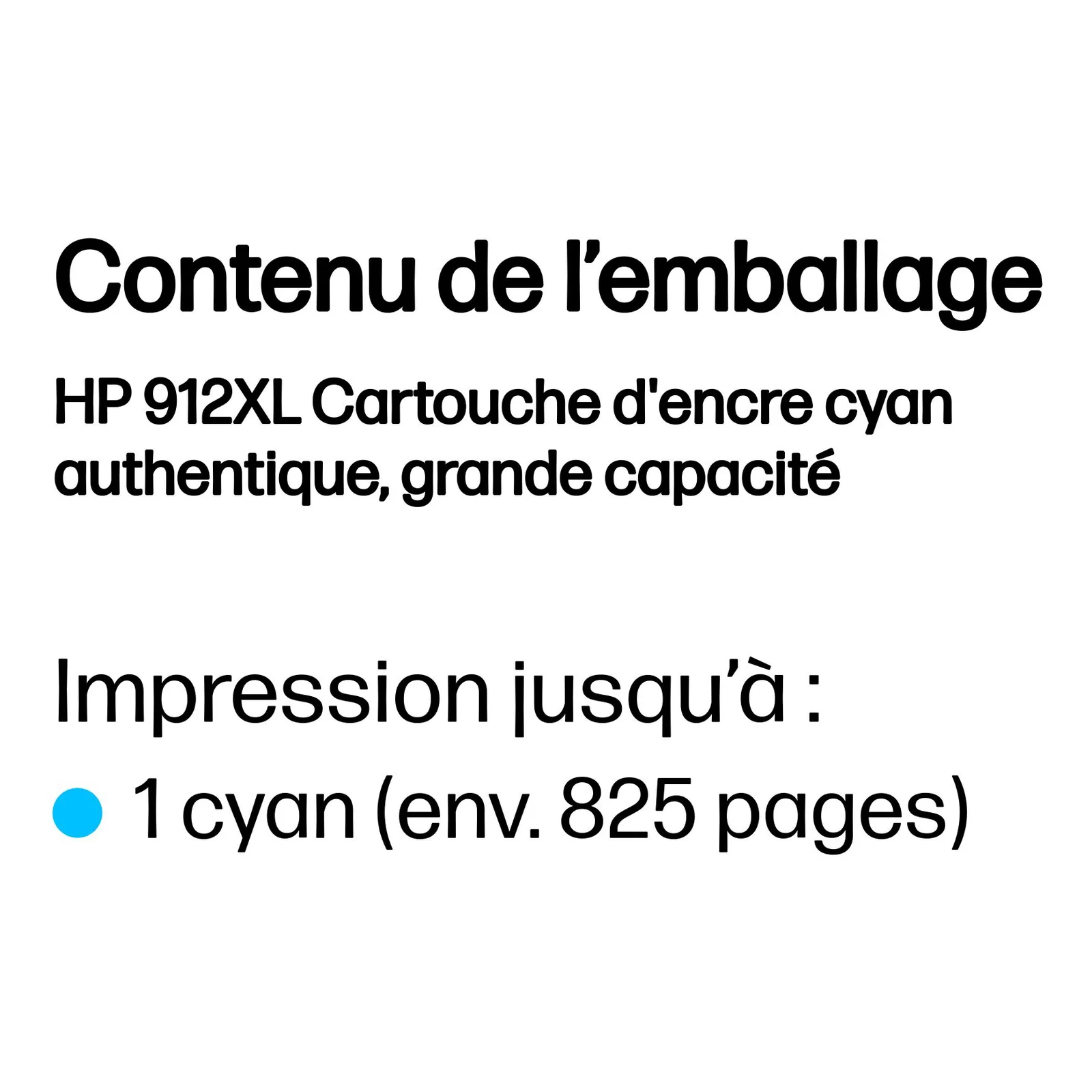 HP 912XL Cartouche d'encre cyan authentique, grande capacité