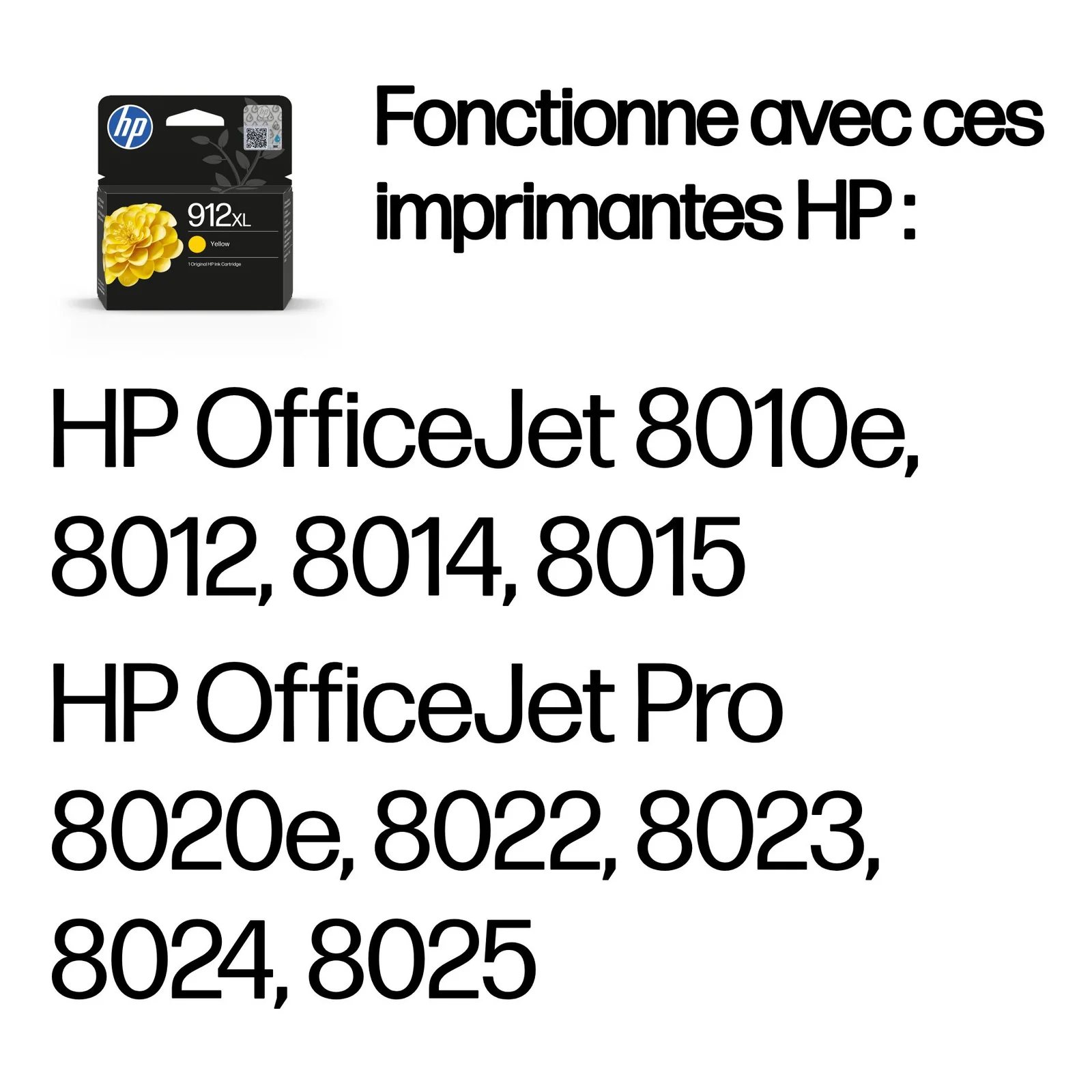 HP 912XL Cartouche d'encre jaune authentique, grande capacité