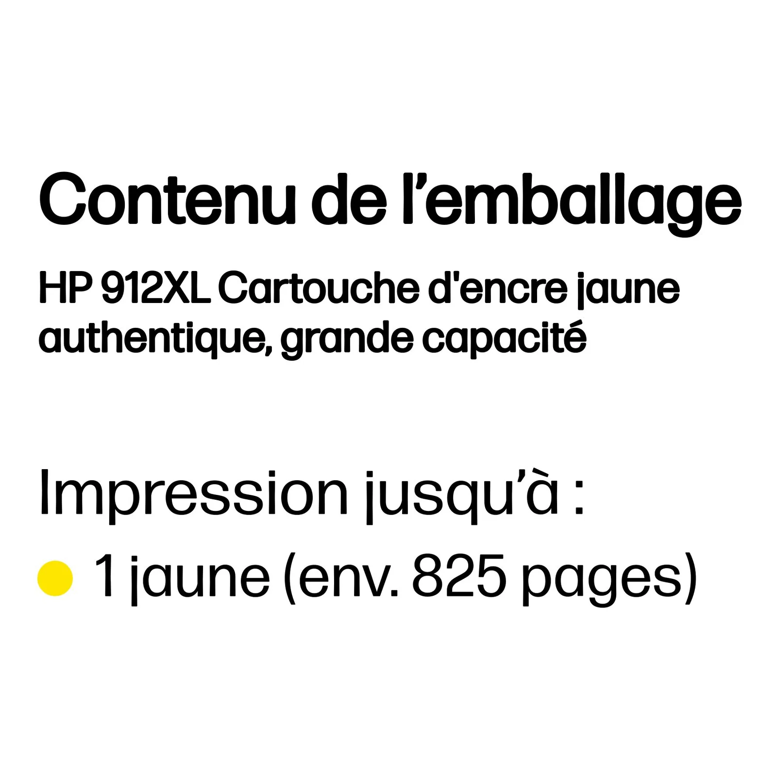 HP 912XL Cartouche d'encre jaune authentique, grande capacité