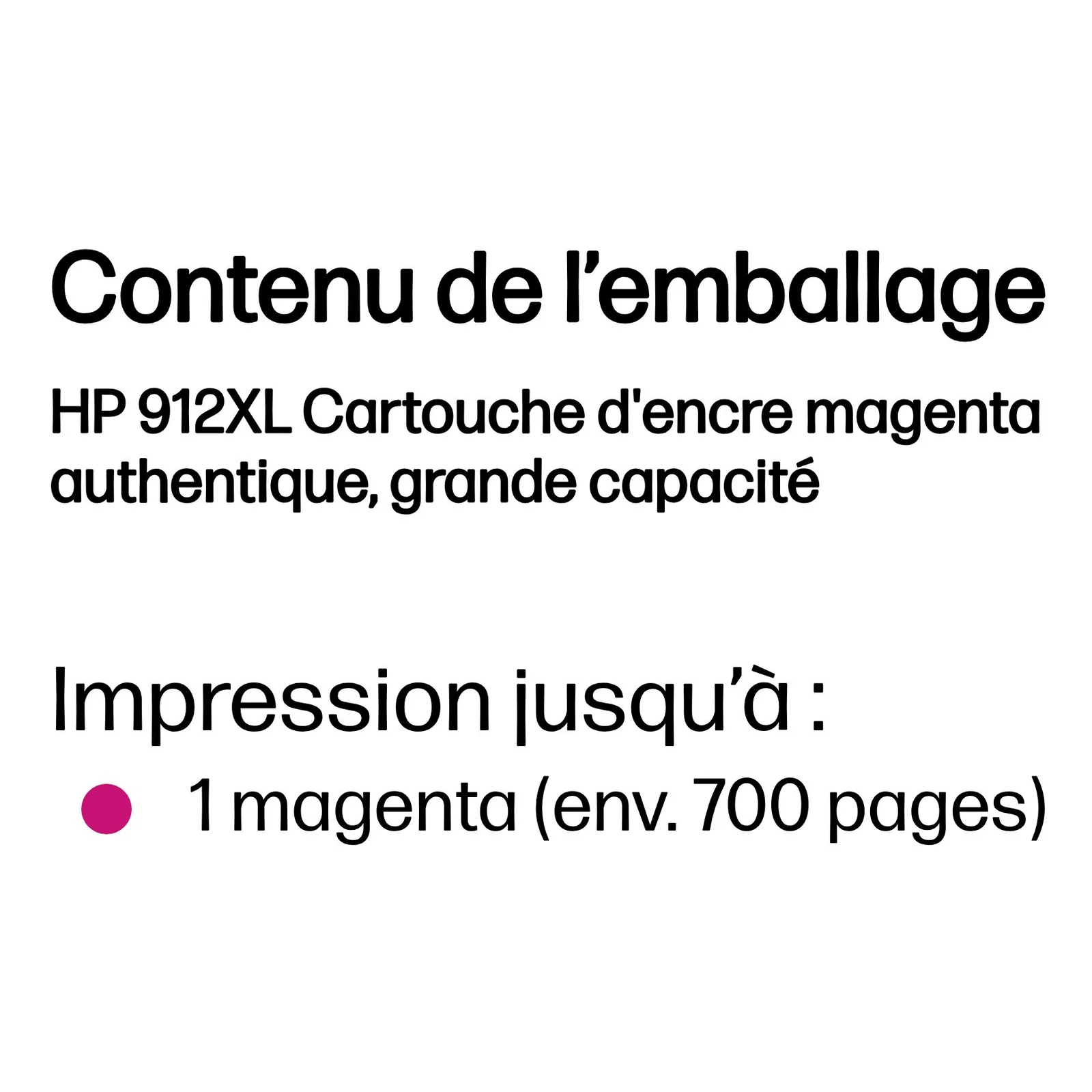 HP 912XL Cartouche d'encre magenta authentique, grande capacité