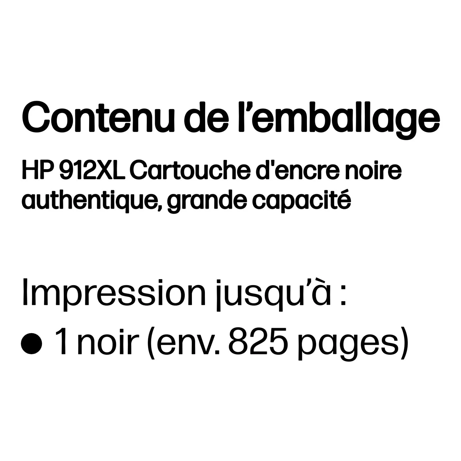 HP 912XL Cartouche d'encre noire authentique, grande capacité