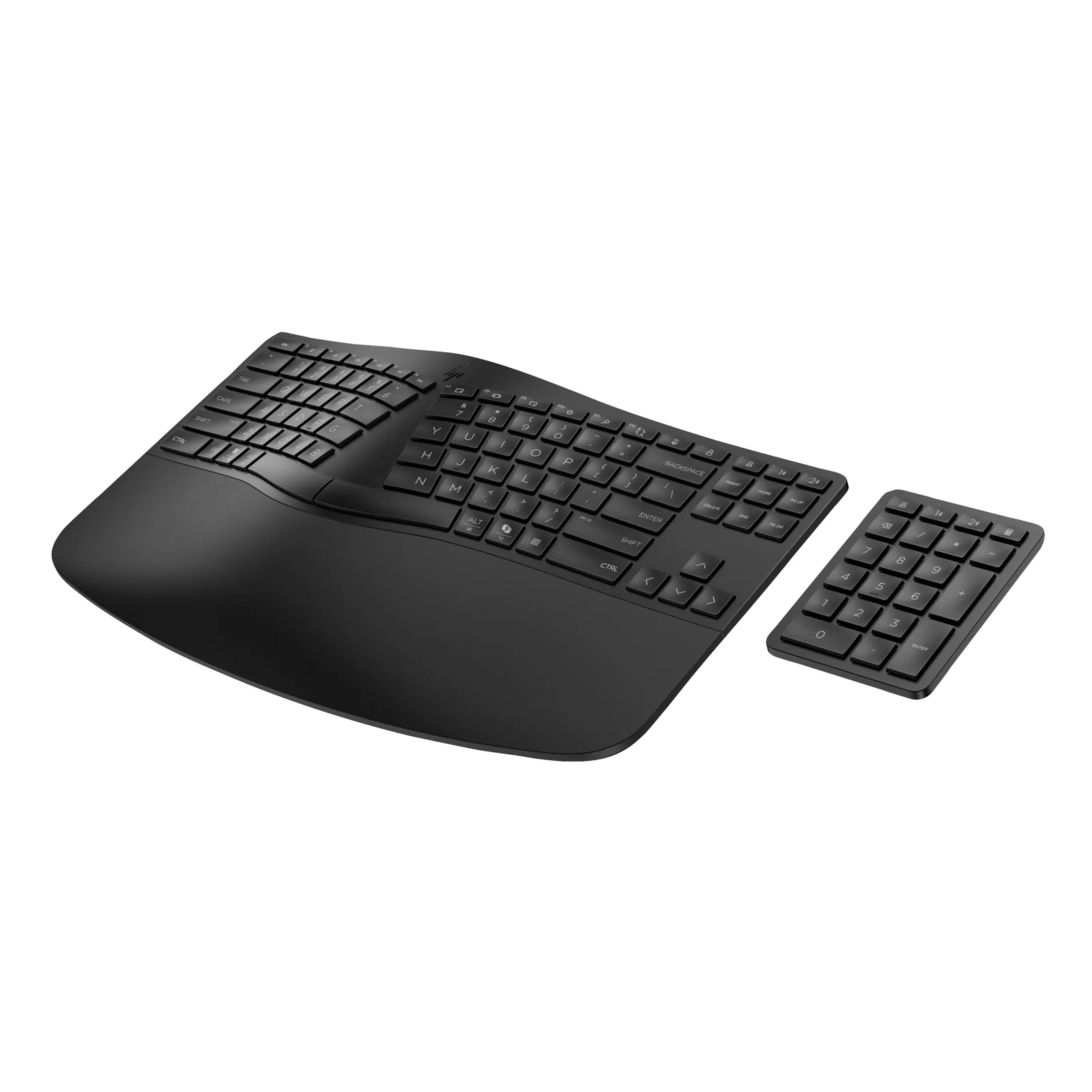 HP 960 - Tastatur-und-Tastenfeld-Set - kompakte Größe, 2-Zonen-Layout, separater Ziffernblock, kurzer Tastenhub, Multi-Device clavier Maison RF sans fil + Bluetooth Noir