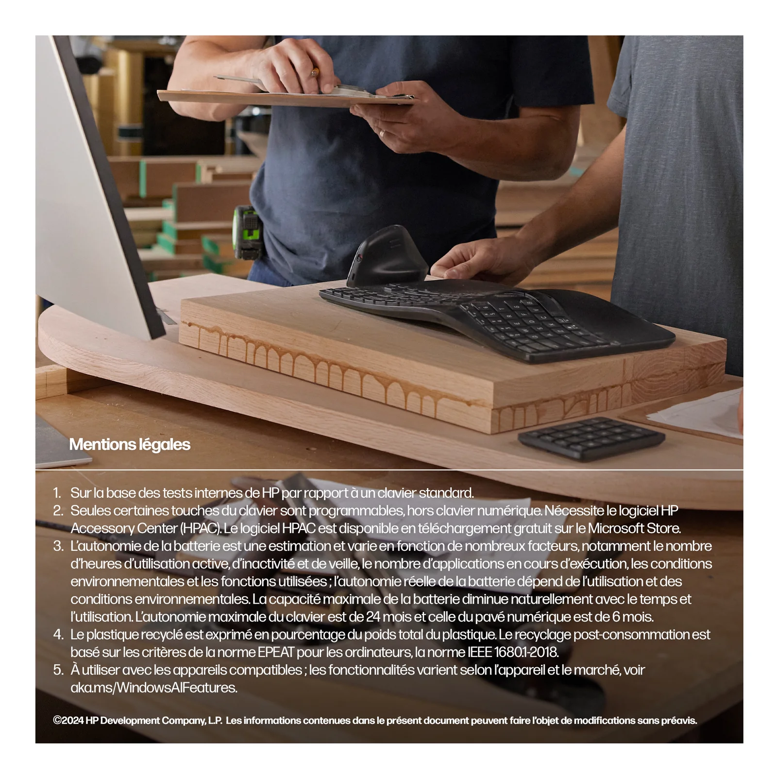 HP 960 - Tastatur-und-Tastenfeld-Set - kompakte Größe, 2-Zonen-Layout, separater Ziffernblock, kurzer Tastenhub, Multi-Device clavier Maison RF sans fil + Bluetooth Noir