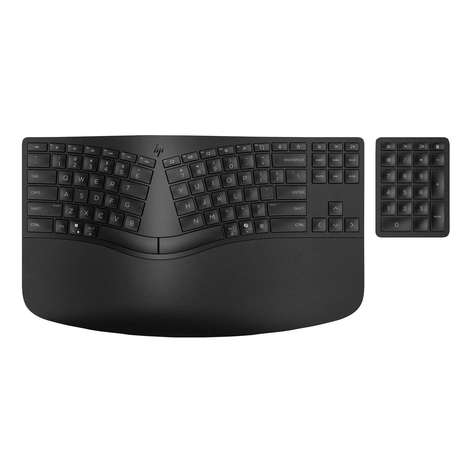 HP 960 - Tastatur-und-Tastenfeld-Set - kompakte Größe, 2-Zonen-Layout, separater Ziffernblock, kurzer Tastenhub, Multi-Device clavier Maison RF sans fil + Bluetooth Noir