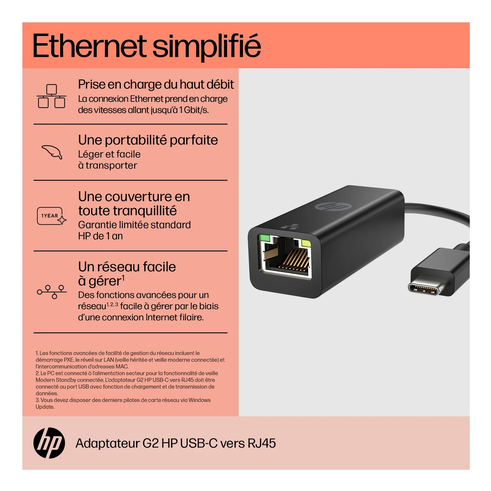 HP Adaptateur USB-C vers RJ45 G2
