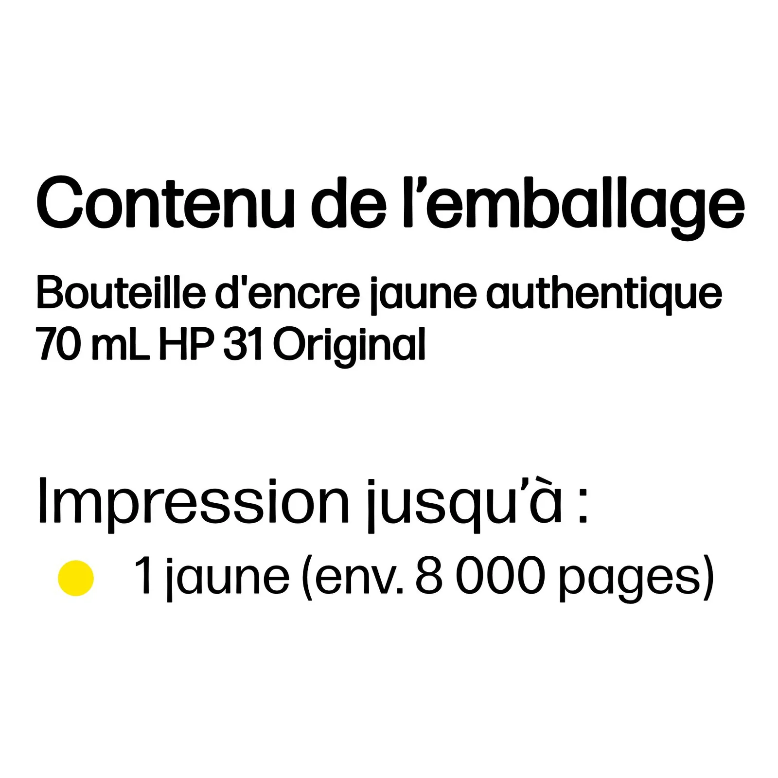 HP Bouteille d'encre jaune authentique 70 mL 31 Original