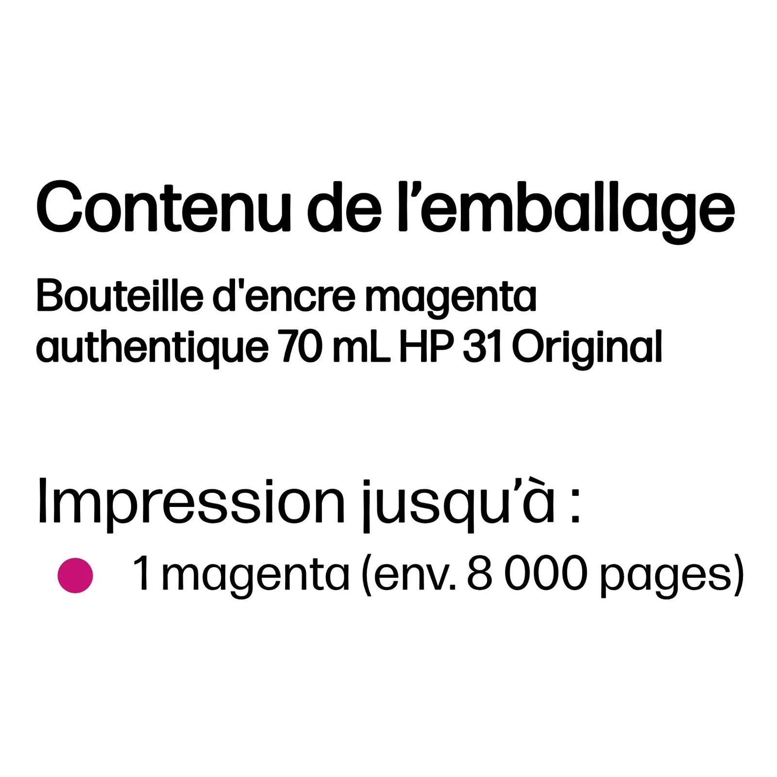 HP Bouteille d'encre magenta authentique 70 mL 31 Original