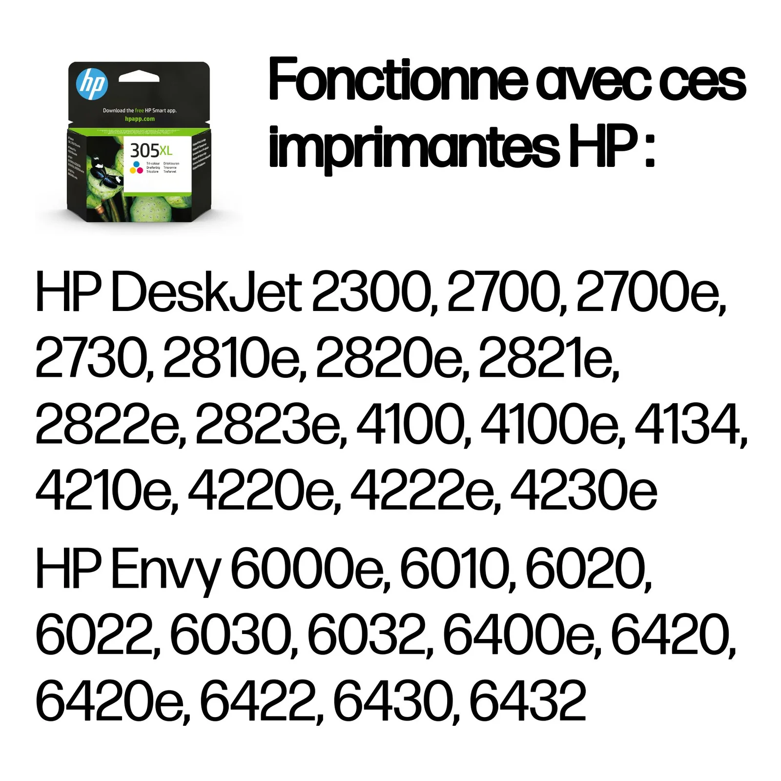 HP Cartouche d’encre trois couleurs 305XL grande capacité authentique