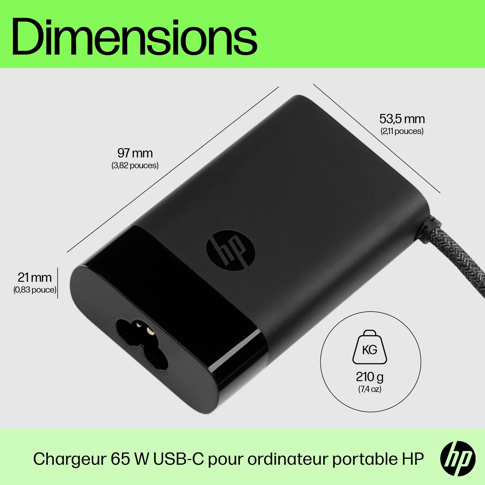 HP Chargeur pour ordinateur portable USB-C 65 W