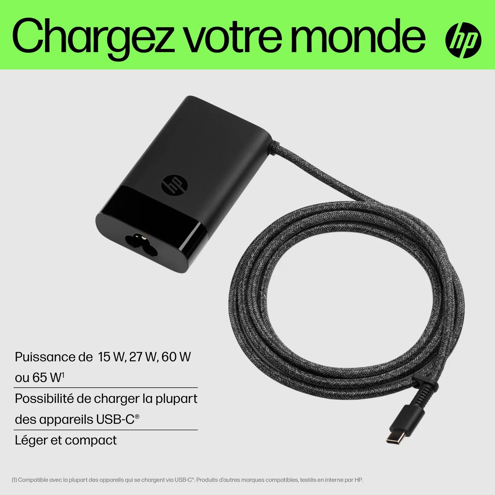 HP Chargeur pour ordinateur portable USB-C 65 W